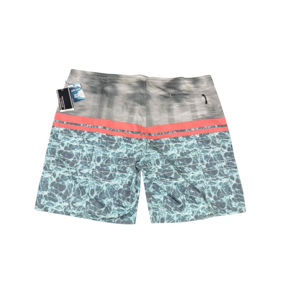 NWT Roundtree & Yorke Size 48 Swim Trunks Grey Peach Aqua